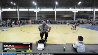 90 lbs Cons. Round 1 - Wylie Baler, Teton Middle School vs Tre Hallford, Meridian Middle School