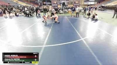 112 lbs Cons. Round 3 - Madalyn Deiter, North Montana Wrestling Club vs Angel Robles, Clarksville High School Wrestling