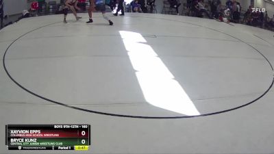 160 lbs Cons. Round 5 - Bryce Kunz, Central City Junior Wrestling Club vs Xayvion Epps, Columbus High School Wrestling