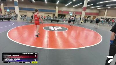 160 lbs Cons. Round 5 - Kolten Oborny, Boneyard Wrestling Academy vs Bronson Baxter, 806 Elite Wrestling