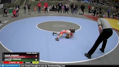 43 lbs Champ. Round 1 - Trask Kindred, Knappa Kids Wrestling/Knappa M vs Hunter Freeman, Mat Sense