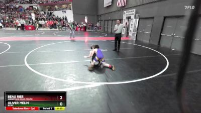 80 lbs Champ. Round 1 - Beau Ries, Sheboygan Falls Youth vs Oliver Melin, BCWC