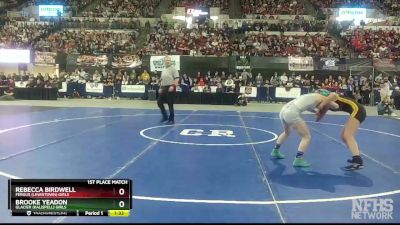 G - 107 lbs 1st Place Match - Brooke Yeadon, Glacier (Kalispell) Girls vs Rebecca Birdwell, Fergus (Lewistown) Girls