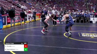 172 lbs Quarterfinal - Hunter Snyder, Greater Latrobe vs Bekhruz Sadriddinov, Council Rock So