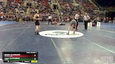 121 lbs Cons. Round 2 - Simon Schneider, Central Cass vs Cole Sauvageau, Davies