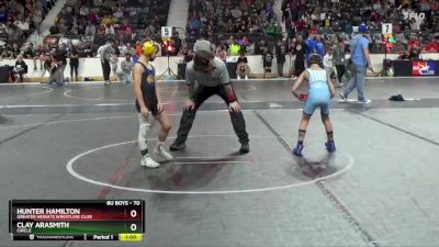 70 lbs Cons. Round 1 - Hunter Hamilton, Greater Heights Wrestling Club vs Clay AraSmith, Circle