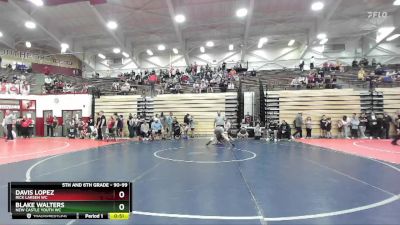 90-99 lbs Quarterfinal - Davis Lopez, Rick Larsen WC vs Blake Walters, New Castle Youth WC