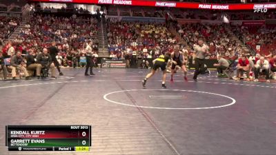 3A-113 lbs Champ. Round 1 - Garrett Evans, Bettendorf vs Kendall Kurtz, Iowa City, City High