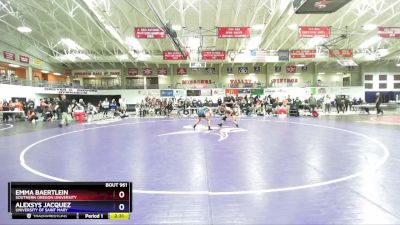 109 lbs 3rd Place Match - Alexsys Jacquez, University Of Saint Mary vs Emma Baertlein, Southern Oregon University