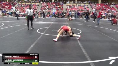 88 lbs Champ. Round 2 - Landon Nicholson, Lawrence Elite vs Presley Beard, Kansas Young Guns Wrestling Cl