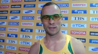 Oscar Pistorius after 400 semis and talking about his season at Daegu 2011 World Championships