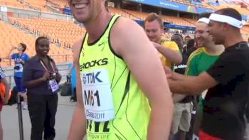 Aussie Rich the World Champ talks to media after the race