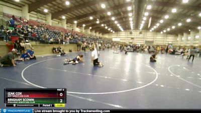 110 lbs Cons. Round 2 - Izak Cox, Roy Wrestling Club vs Brigham Scown, Stallions Wrestling Club