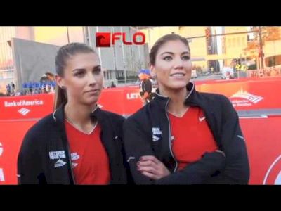 Alex Morgan and Hope Solo before Chicago Marathon 2011