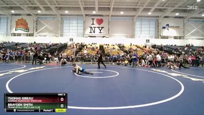 90 lbs Cons. Round 3 - Brayden Smith, Franklinville Wrestling Club vs Thomas Gibeau, Warrior Warehouse Wrestling