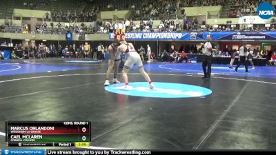 184 lbs Cons. Round 1 - Marcus Orlandoni, Wisconsin-La Crosse vs Cael Mclaren, Cornell College