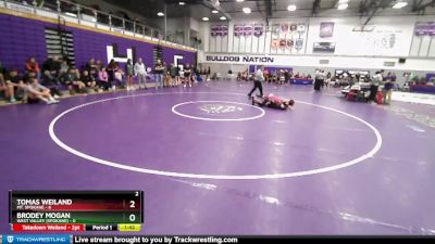 120 lbs Round Two - Brodey Mogan, West Valley (Spokane) vs Tomas Weiland, Mt. Spokane