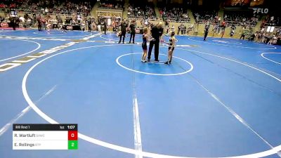 65 lbs Rr Rnd 1 - Reagan Wartluft, Broken Arrow Wrestling Club vs Emerson Rollings, Tulsa Blue T Panthers