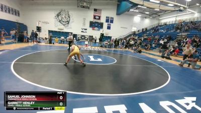 105 lbs Champ. Round 1 - Samuel Johnson, Thermopolis Middle School vs Garrett Henley, Lovell Middle School