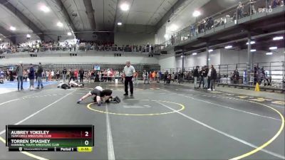 90 lbs Champ. Round 1 - Torren Smashey, Hannibal Youth Wrestling Club vs Aubrey Yokeley, Team Owls Wrestling Club