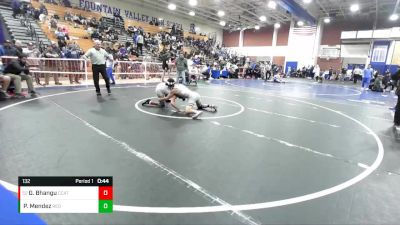 132 lbs Cons. Round 6 - Gurjaan Bhangu, Central Catholic vs Pedro Mendez, Redwood