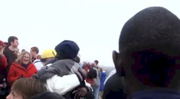 Lawi Lalang congratulated by brother Boaz after NCAA XC Champs 2011