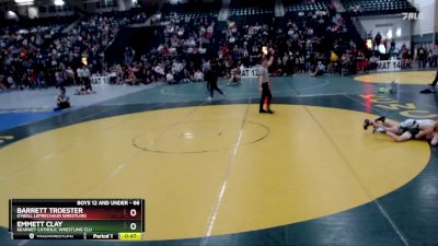 86 lbs Cons. Round 2 - Barrett Troester, O`Neill Leprechaun Wrestling vs Emmett Clay, Kearney Catholic Wrestling Clu