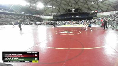 126 lbs Quarterfinal - Jack Glackler, Clark County Youth Wrestling vs Jayden Alegarbes, Rainier Junior Wrestling Club