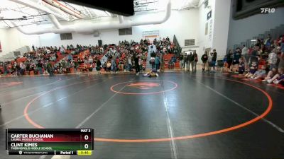 105 lbs Cons. Round 2 - Carter Buchanan, Laurel Middle School vs Clint Kimes, Thermopolis Middle School