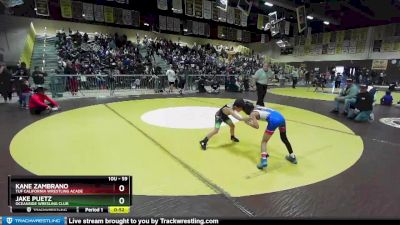 59 lbs Quarterfinal - Kane Zambrano, TUF CALIFORNIA WRESTLING ACADE vs Jake Puetz, Oceanside Wresling Club