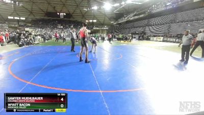 1A 190 lbs Semifinal - Wyatt Bacon, Nooksack Valley vs Sawyer Muehlbauer, Columbia (White Salmon)