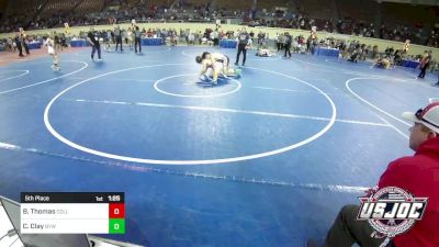 155 lbs 5th Place - Bryson Thomas, Collinsville Cardinal Youth Wrestling vs Cain Clay, Bristow Youth Wrestling