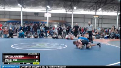 126 lbs Cons. Round 2 - Carson Ball, West Minico vs Preston Andersen, Sublime Wrestling Academy