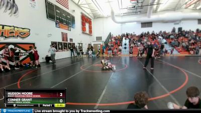 77 lbs Cons. Semi - Hudson Moore, Rocky Mountain Middle School vs Conner Grant, Lovell Middle School