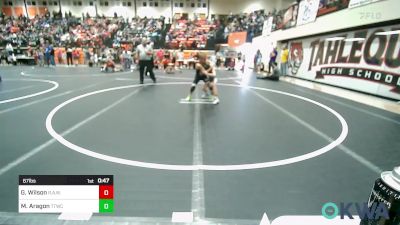 67 lbs Consolation - Gage Wilson, R.A.W. vs Mathias Aragon, Team Tulsa Wrestling Club