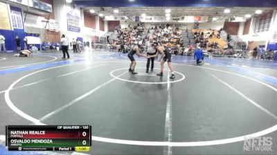 120 lbs Cons. Round 2 - Nathan Realce, Portola vs Osvaldo Mendoza, Arroyo