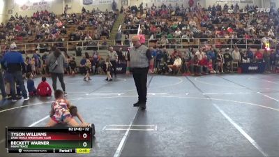 72 lbs Cons. Round 2 - Tyson Williams, Zane Trace Wrestling Club vs Beckett Warner, Miami Trace