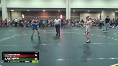 101 lbs Round 1 (4 Team) - Logan Hartzell, Steel Valley vs Blaine Barton, Ares Black