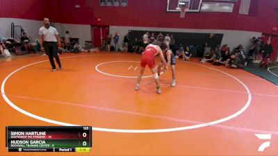 125 lbs Round 2 (8 Team) - Simon Hartline, Southwest MO Stingers vs Hudson Garcia, Rockwall Training Center