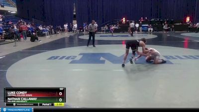 157 lbs Champ. Round 1 - Luke Condy, Central College (Iowa) vs Nathan Callaway, Millikin University