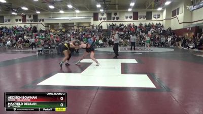 155 lbs Cons. Round 2 - Maxfield Delilah, Bettendorf vs Addison Bowman, Prairie, Cedar Rapids