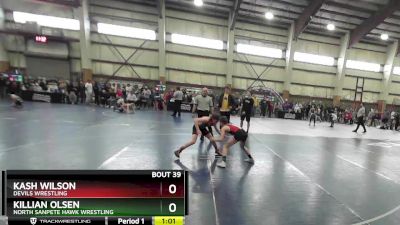 90 lbs Cons. Round 3 - Killian Olsen, North Sanpete Hawk Wrestling vs Kash Wilson, Devils Wrestling