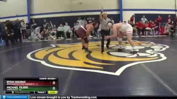 285 lbs Champ Round 1 (16 Team) - Ryan Higgins, Bridgewater State University vs Michael Filieri, Springfield