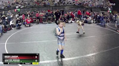 55 lbs Quarterfinals (8 Team) - Brody Owens, Kansas Copperhead vs Sawyer Sigman, South Dakota Lightning