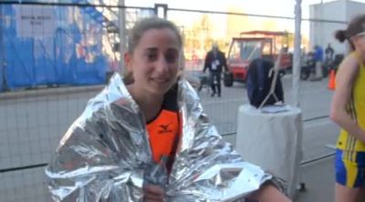 Amanda Marino after finishing first marathon at 2012 Olympic Marathon Trials