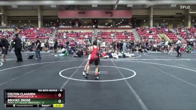 76 lbs Semifinal - Colton Claassen, Hugoton Wrestling Club vs Brooks Grose, Ponca City Wildcat Wrestling C