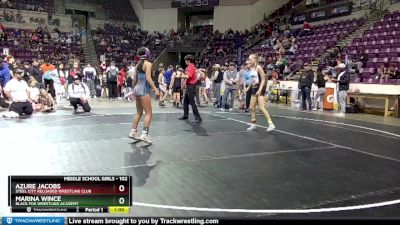 102 lbs 3rd Place Match - Azure Jacobs, Steel City Reloaded Wrestling Club vs Marina Wince, Black Fox Wrestling Academy