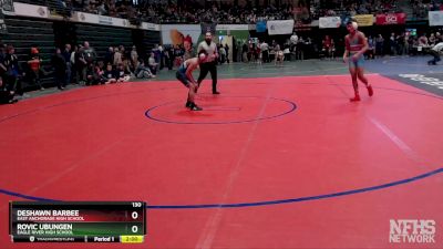 130 lbs Quarterfinal - Deshawn Barbee, East Anchorage High School vs Rovic Ubungen, Eagle River High School