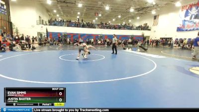 126 lbs Cons. Round 3 - Justin Baxter, Lakeland vs Evan Simms, American Falls