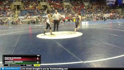 190 lbs Quarterfinal - Phoenix Lindseth, Bismarck Legacy vs Kadyn Schuman, Grand Forks